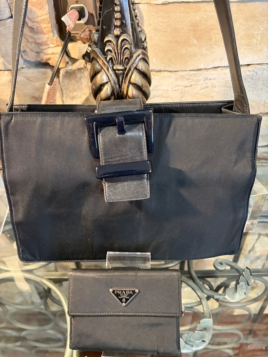 Prada Black Shoulder Bag with Buckle Detail & wallet main image 5